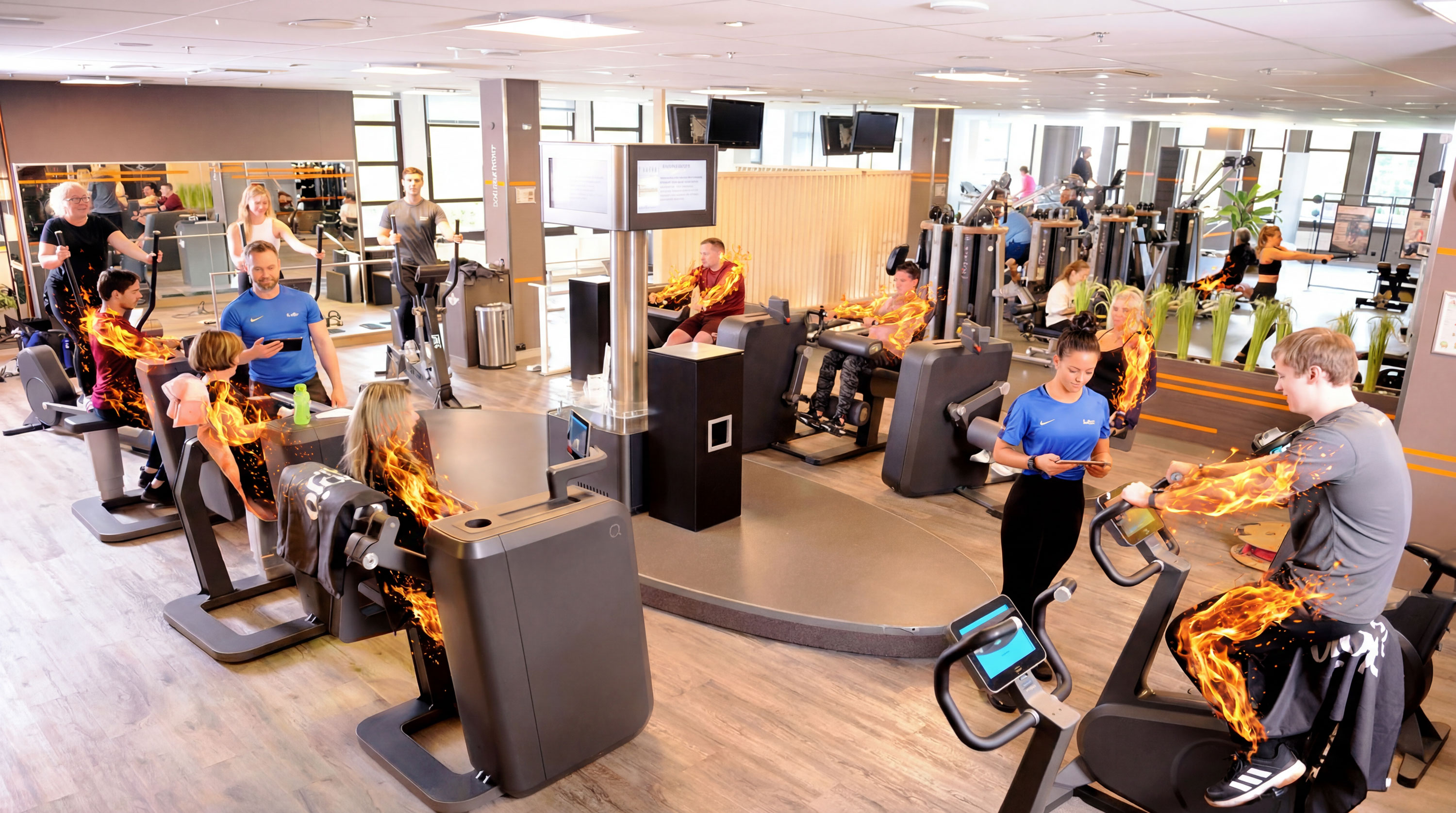 Fitnessstudio mit brennenden Muskeln - Muskeltraining verbrennt Fett